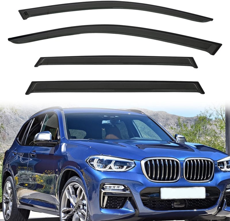 PLDDE Rain Guards Compatible with 2011-2017 BMW X3 F25 4-Door Tape-On Side Window Visor Wind Deflector Vent Visors Car Accessories - Image 1